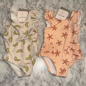 NWT PETIT LEM SWIM ONE PIECE RUFFLE BUNDLE 6/12M